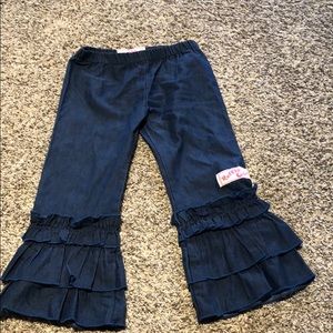 Ruffle girl denim triple ruffle pants